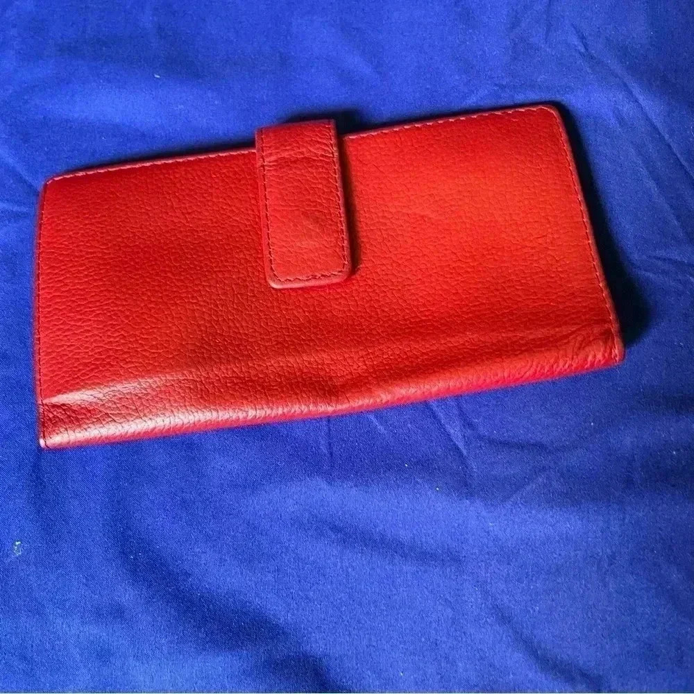 Red Genuine Leather Checkbook Wallet NWOT